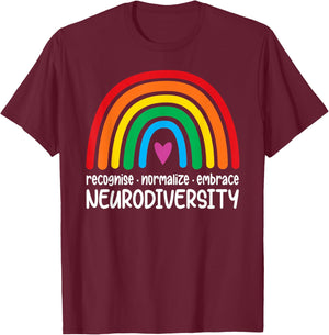 Embrace Neurodiversity Rainbow Autism Awareness T-Shirt - T-Shirt | Maroon