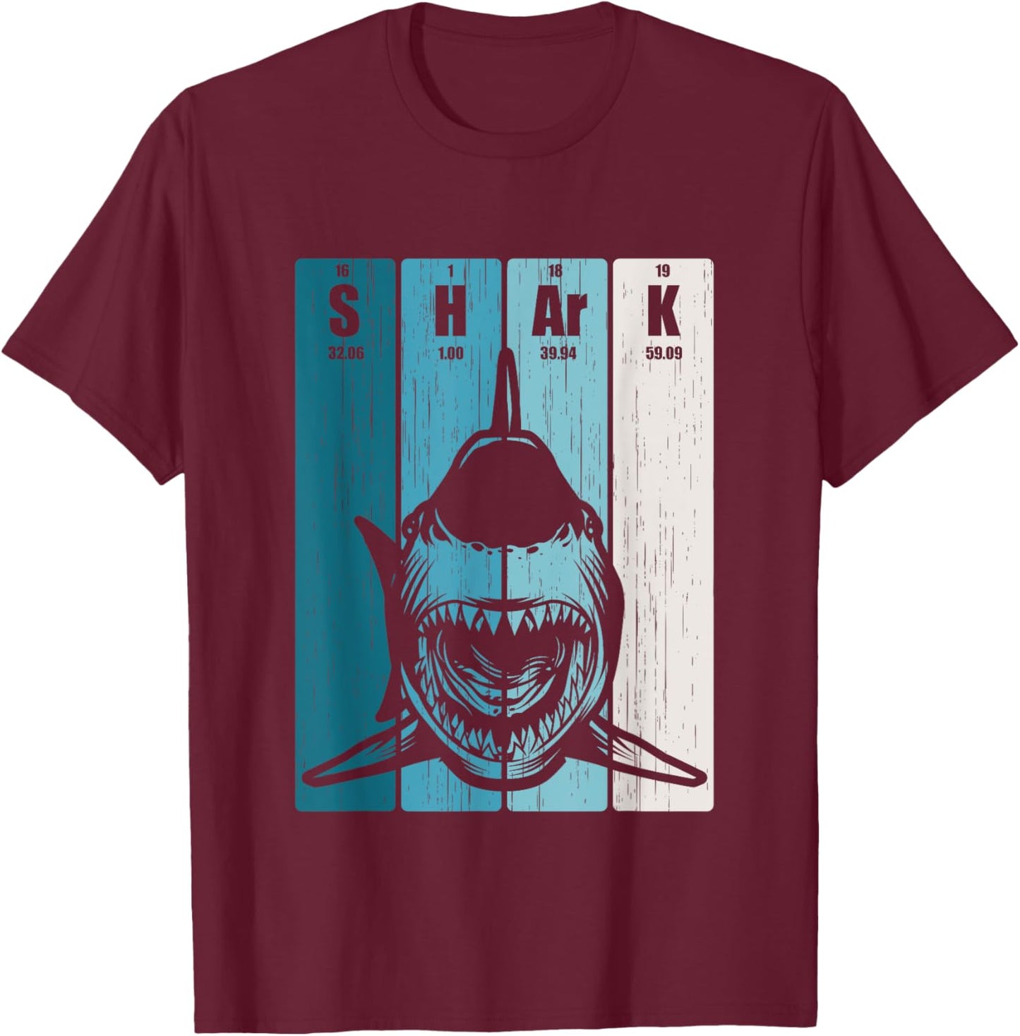 Funny Shark Periodic Table of Elements Shirt Shark Biologist T-Shirt - T-Shirt | Maroon