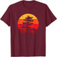 Pacific Ocean Beach Bonsai Tree Sun Retro Vintage T-Shirt - T-Shirt | Maroon