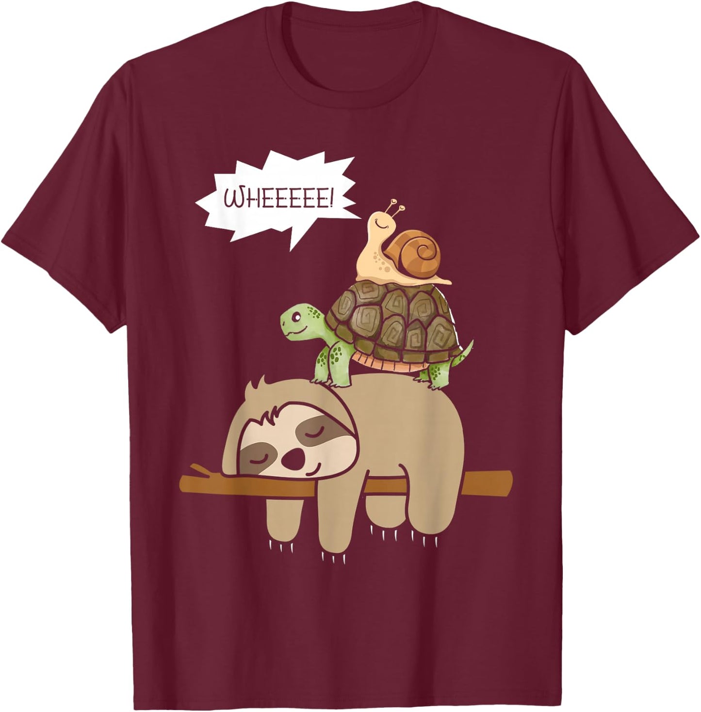 Zoo Animals Gift Snail Turtle Sloth T-Shirt - T-Shirt | Maroon