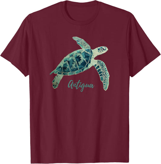 Antigua Barbuda Sea Turtle Scuba Diving Beach Travel Vintage Men Women T-Shirt - T-Shirt | Maroon