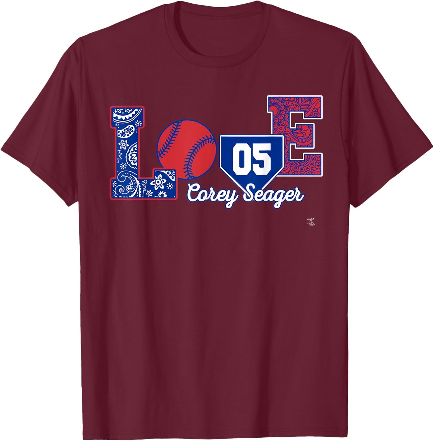 Corey Seager Love Player - Apparel T-Shirt - T-Shirt | Maroon