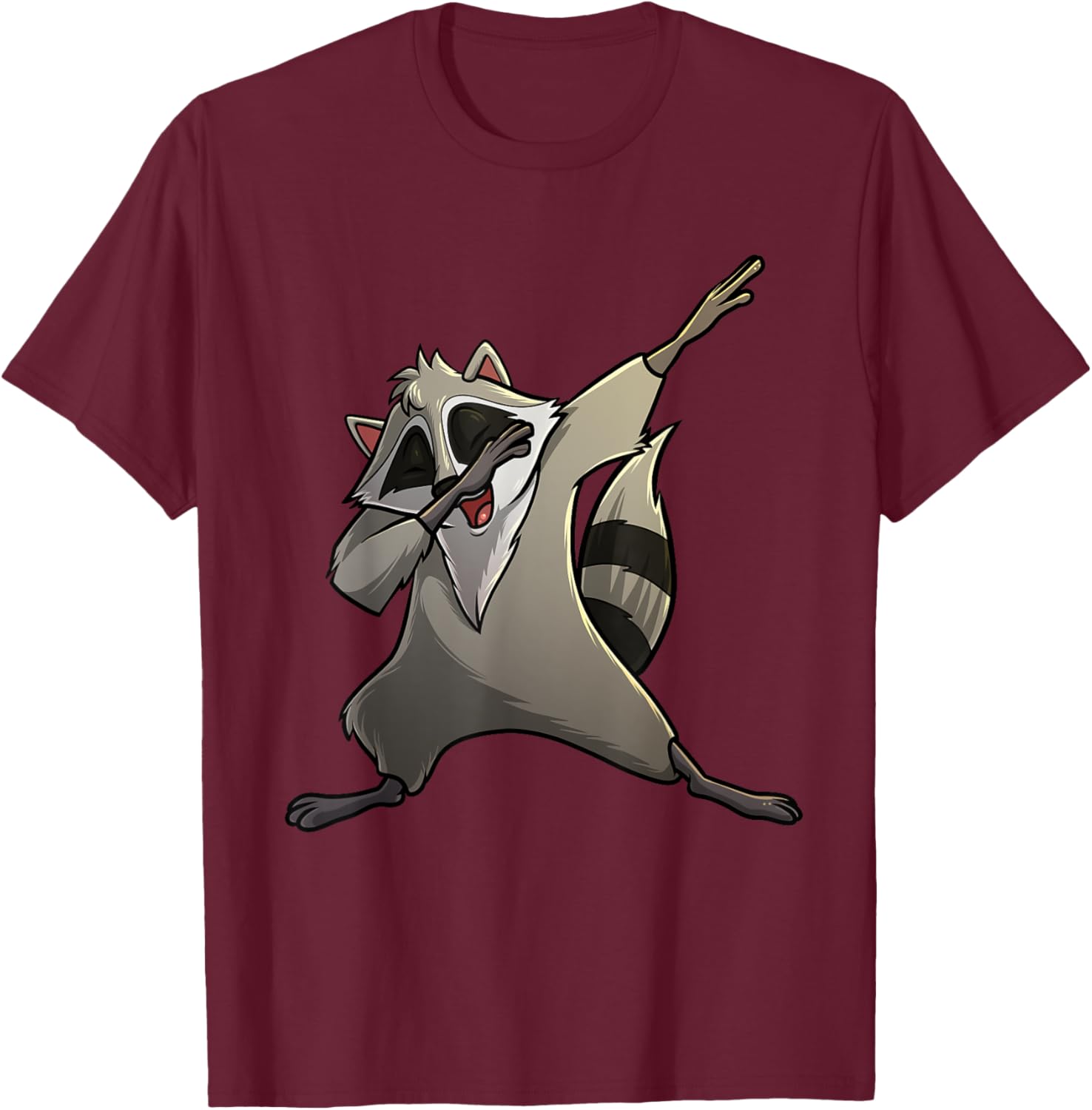 Funny Raccoon Gift Kids Men Women Cool Dabbing Animal T-Shirt - T-Shirt | Maroon