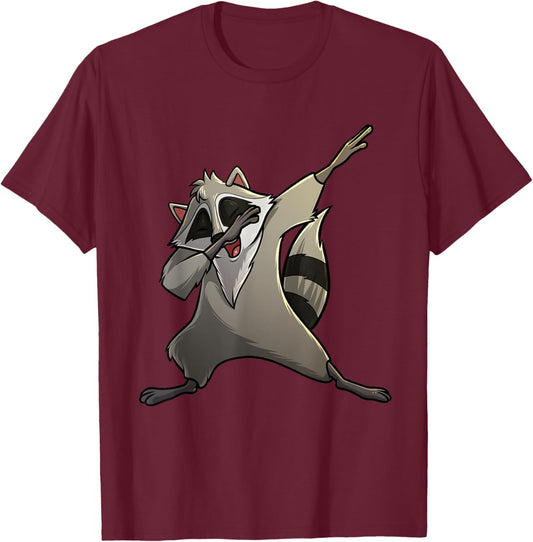 Funny Raccoon Gift Kids Men Women Cool Dabbing Animal T-Shirt - T-Shirt | Maroon