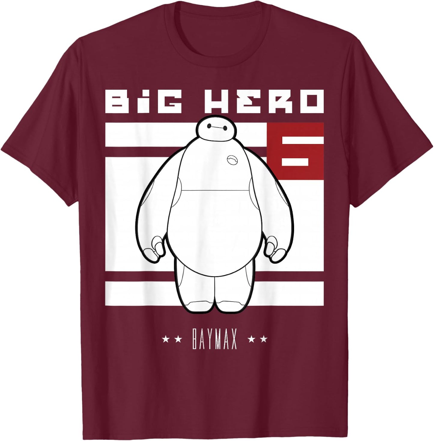 Disney Big Hero 6 Baymax All White Flag Poster T-Shirt - T-Shirt | Maroon