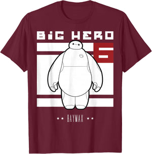 Disney Big Hero 6 Baymax All White Flag Poster T-Shirt - T-Shirt | Maroon