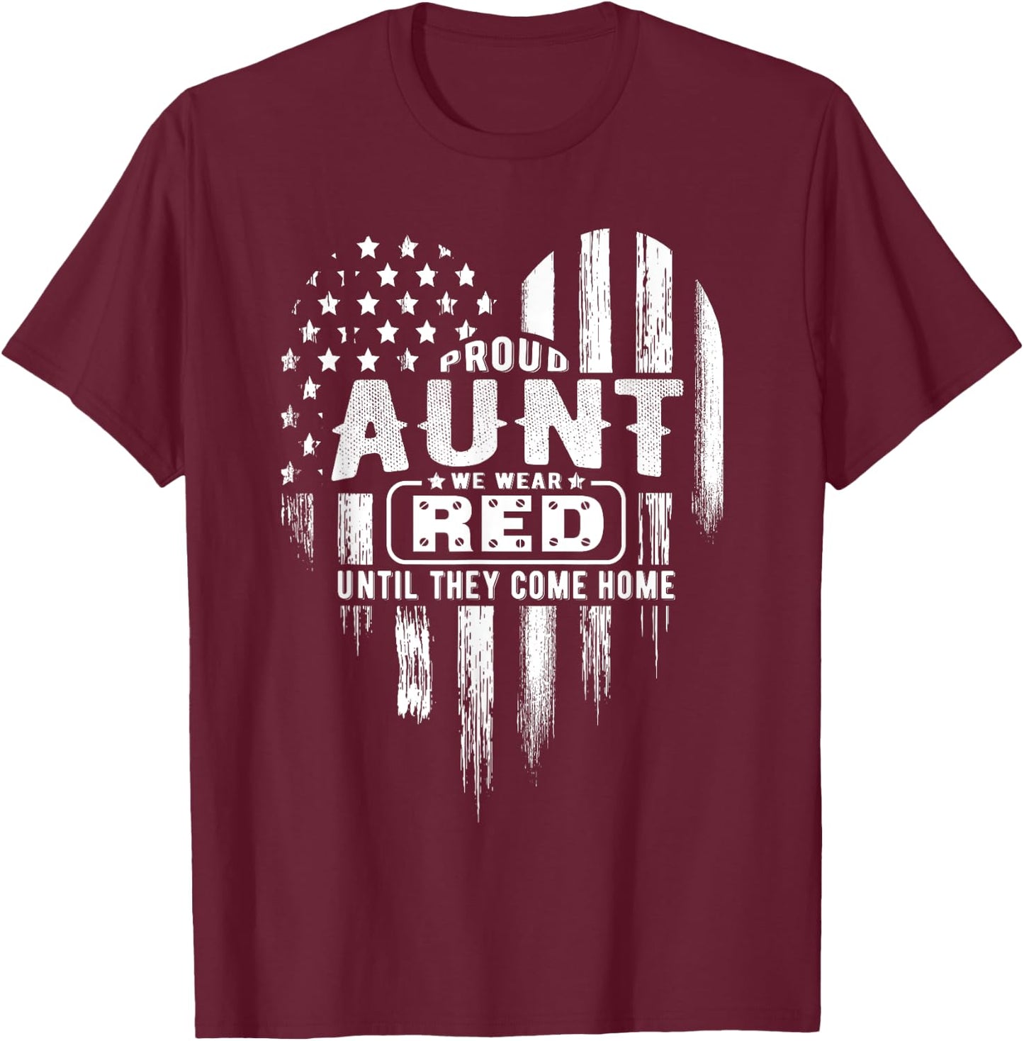Proud Aunt Red Friday Military Family American Flag Heart Women Kids Men T-Shirt - T-Shirt | Maroon