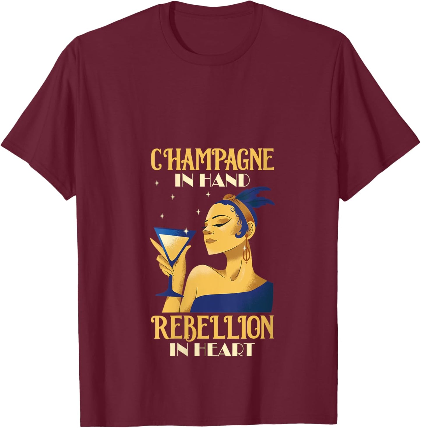 20s Themed Party Outfits Roaring 20s Flapper Dress Girl V-Neck T-Shirt - T-Shirt | Maroon
