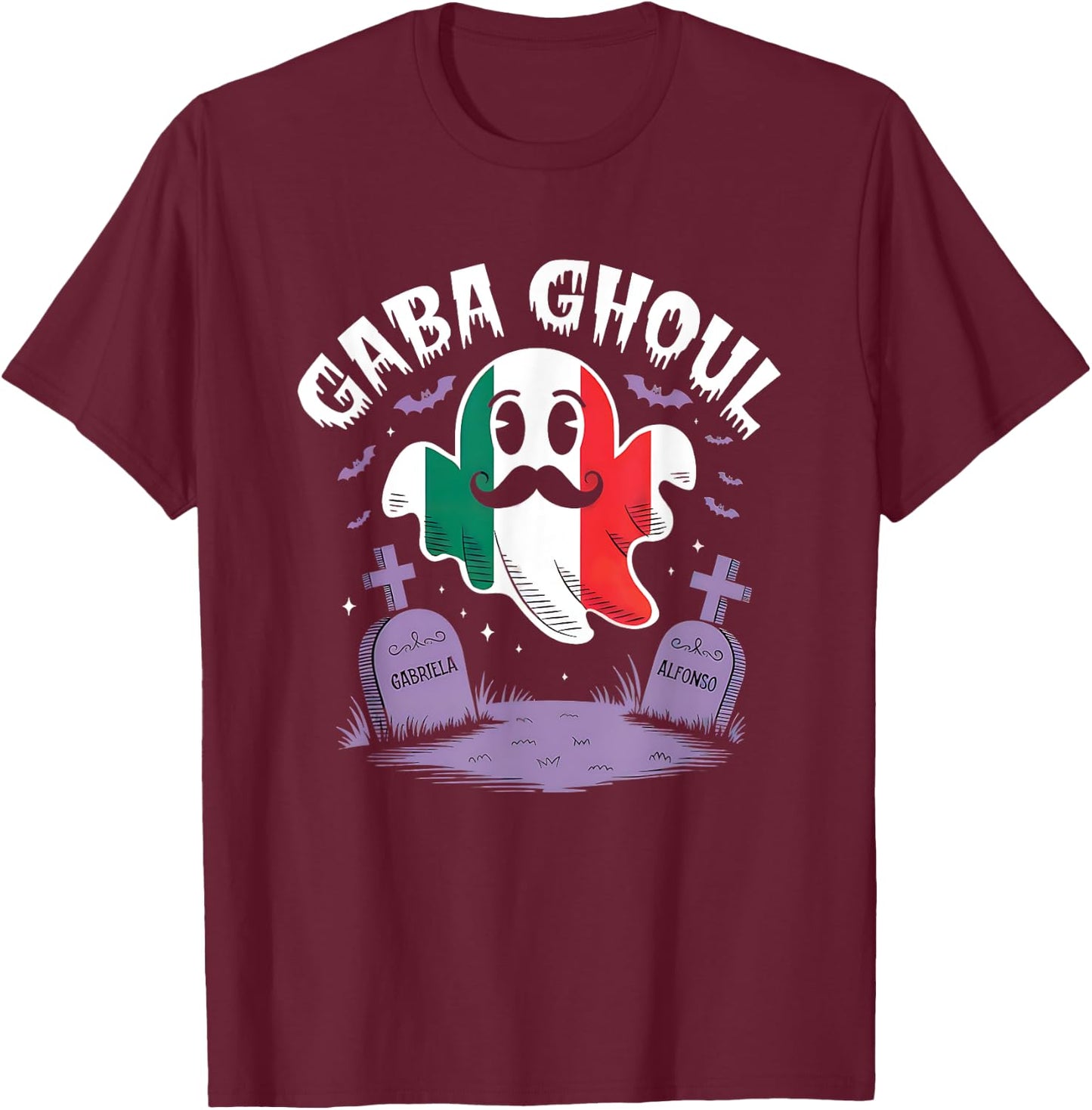 Halloween Graveyard Gaba Ghoul Ghost Funny Italian Gabagool T-Shirt - T-Shirt | Maroon
