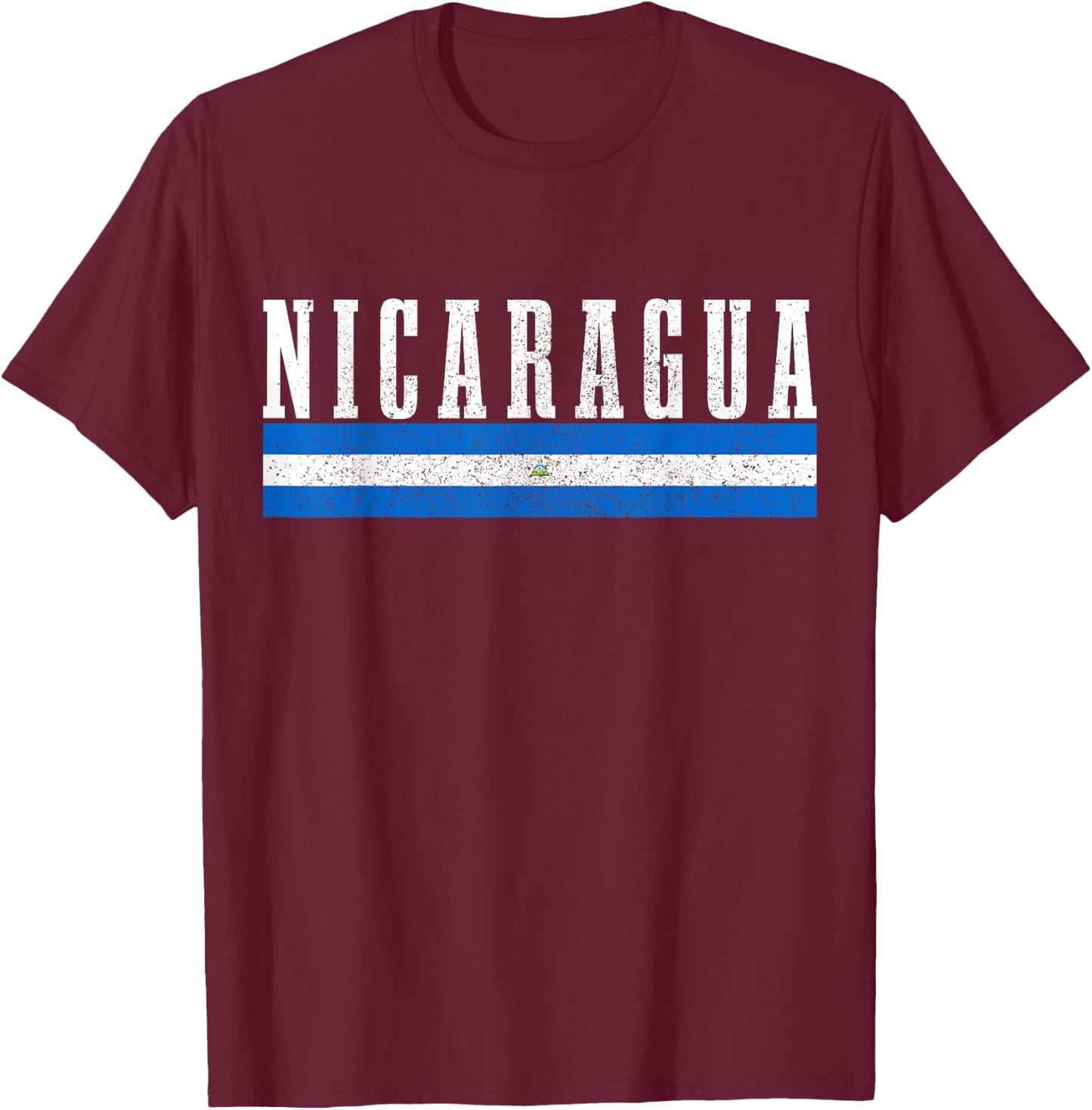 Nicaragua Flag Vintage Souvenir T-Shirt - T-Shirt | Maroon