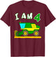Combine Harvester Birthday 4 Year T-Shirt - T-Shirt | Maroon