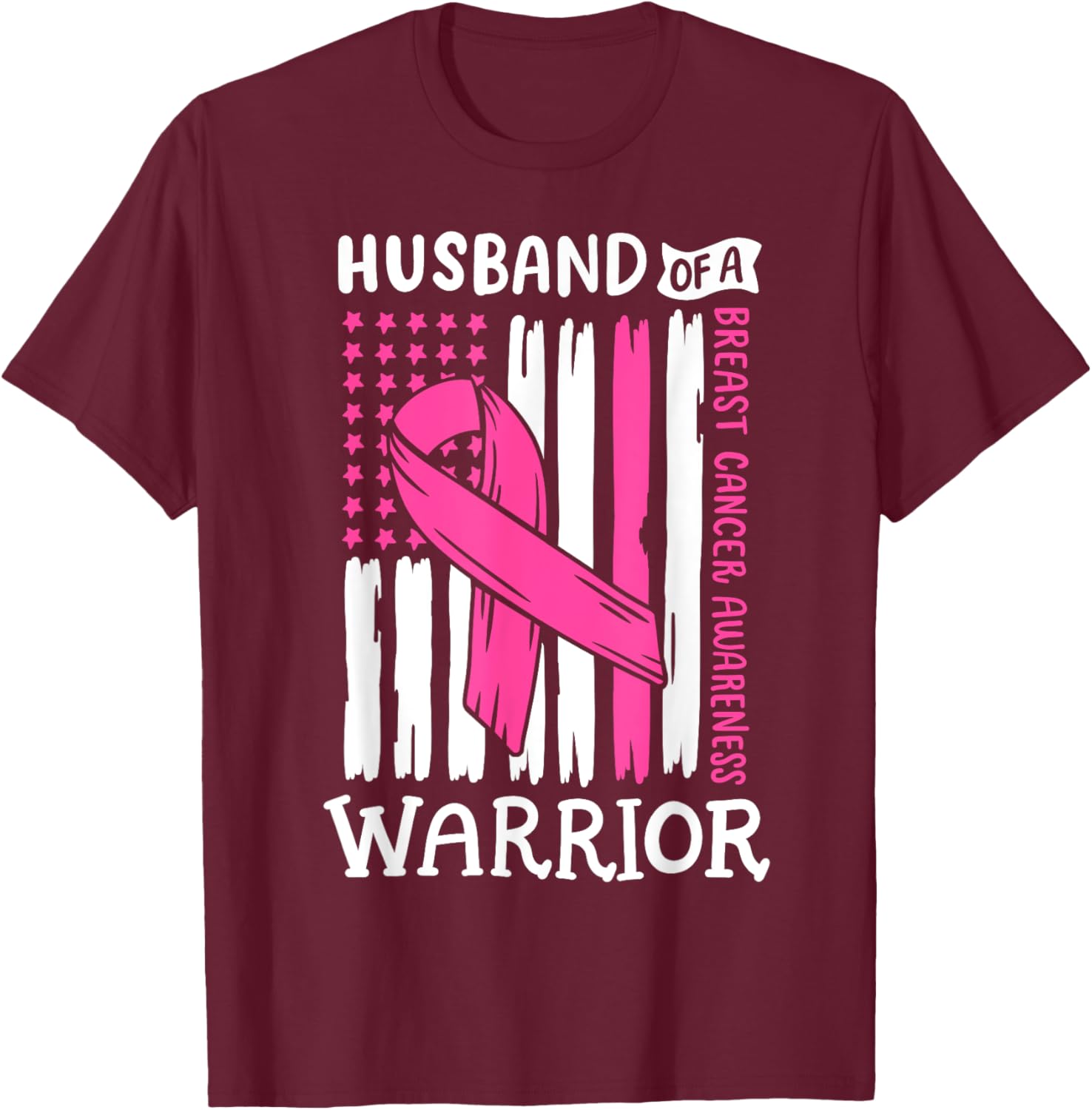 Breast Cancer Awareness Husband of A Warrior Support Squad T-Shirt - T-Shirt | Maroon