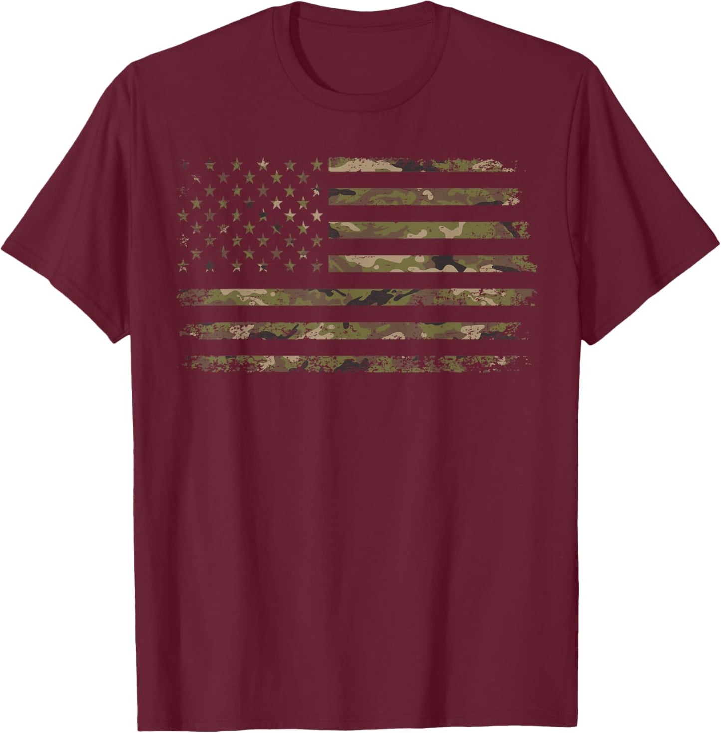 Camo American Flag USA Camouflage Men Boys Women Girls Kids T-Shirt - T-Shirt | Maroon