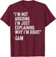 Sam Quote Funny Birthday Custom Name Idea Engineer T-Shirt - T-Shirt | Maroon