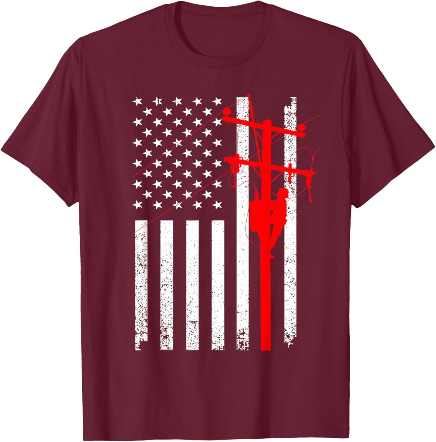 Cool Lineman Design Women Kids Electrical Lineman T-Shirt - T-Shirt | Maroon