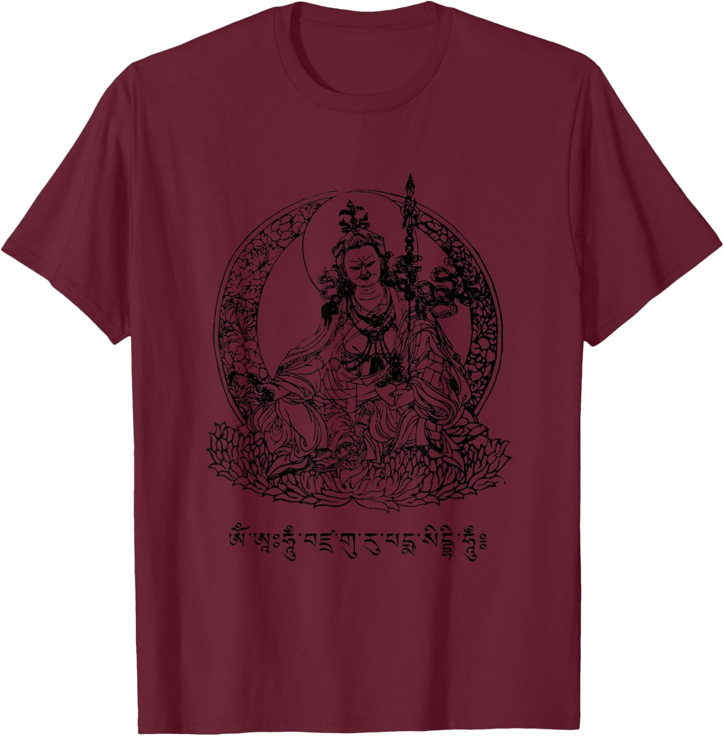 Padmasambhava Guru Rinpoche Tibetan Buddha Mantra Buddhist T-Shirt - T-Shirt | Maroon