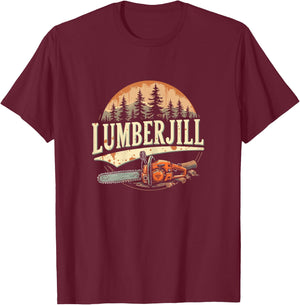Lumberjill Chainsaw Foresrty Tree Service Female Arborist T-Shirt - T-Shirt | Maroon