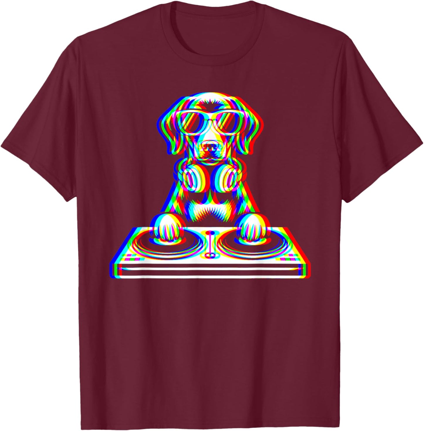 Funny German Shorthaired Pointer DJ Glitch Rave EDM Music T-Shirt - T-Shirt | Maroon