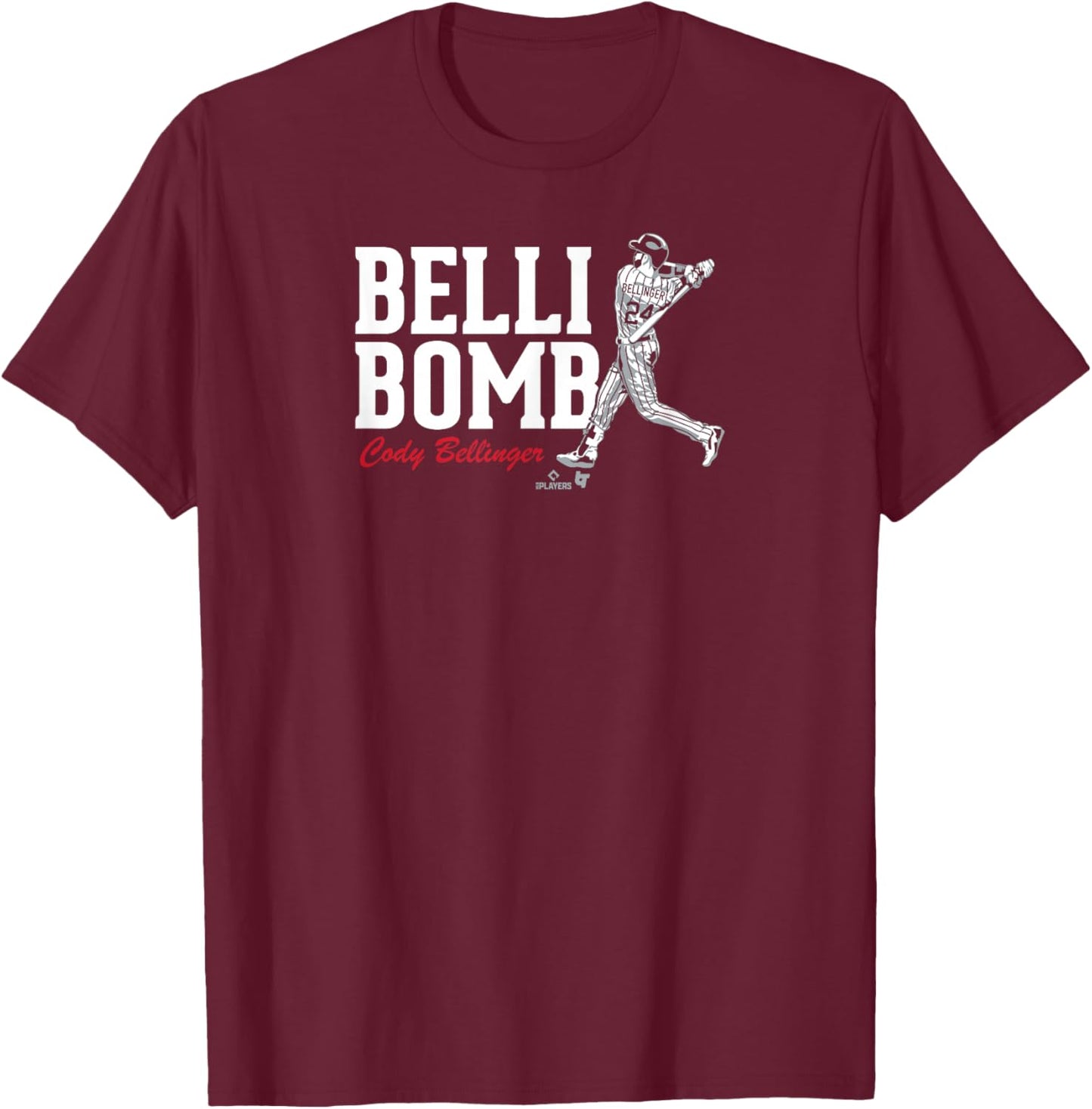 Cody Bellinger - Belli-Bomb Swing - Chicago Baseball T-Shirt - T-Shirt | Maroon