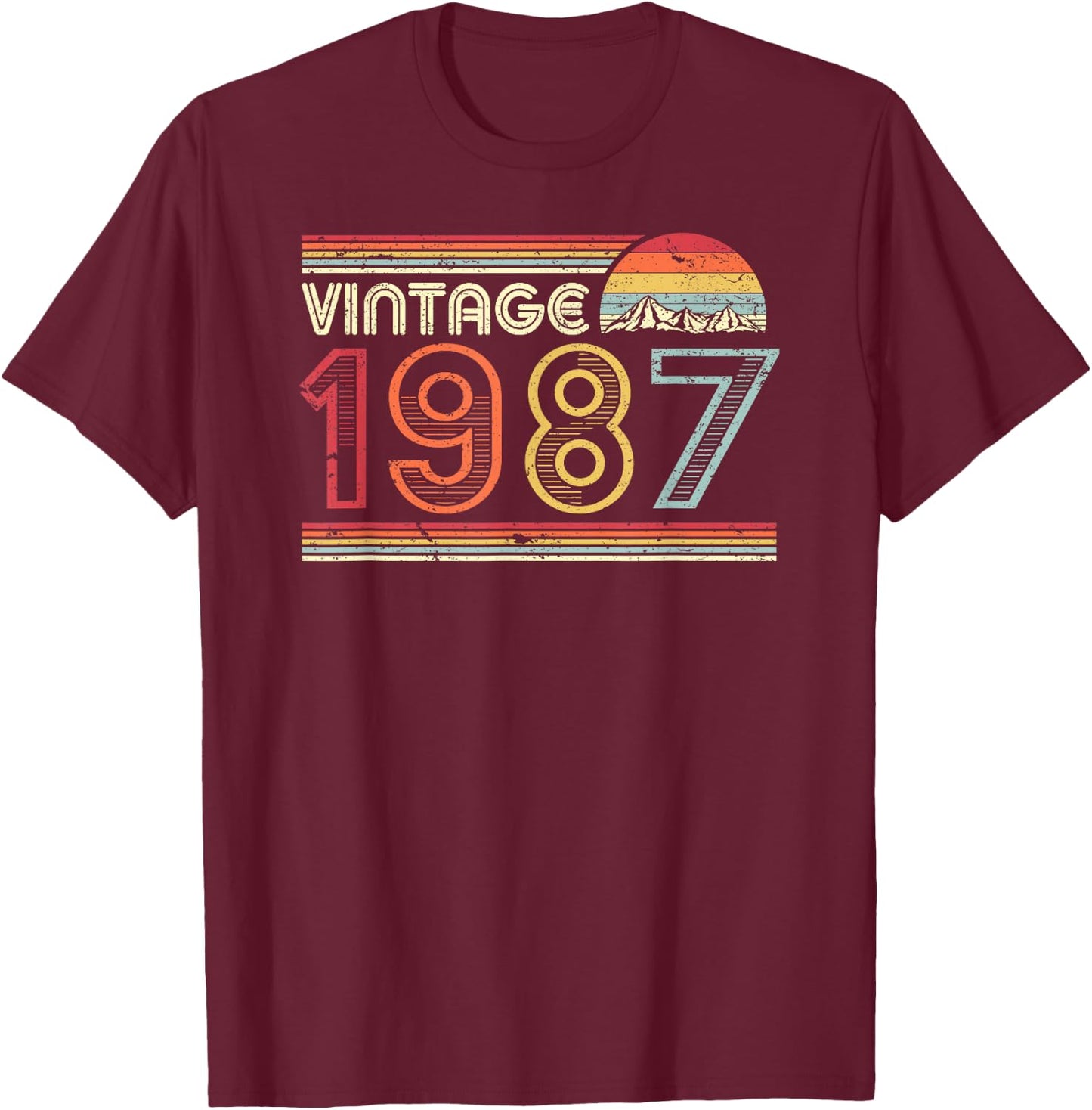 1987 Vintage Shirt, Birthday Gift . Retro Style T-Shirt - T-Shirt | Maroon