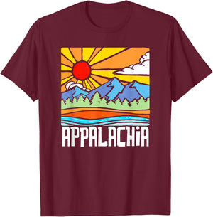 Appalachia Artistic Nature & Mountains Vintage Graphic T-Shirt - T-Shirt | Maroon