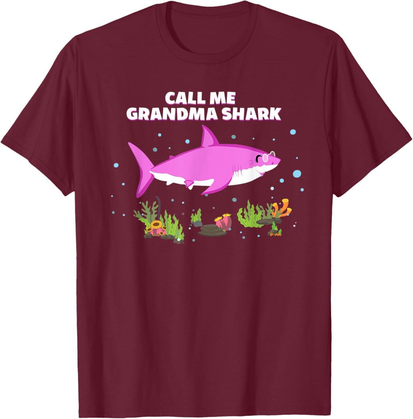 Funny Mothers Day Birthday Call Me Grandma Shark T-Shirt - T-Shirt | Maroon