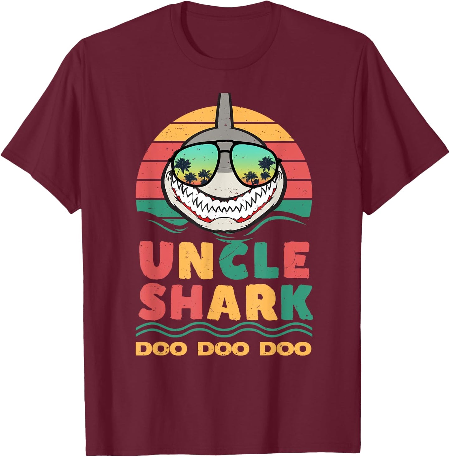 FAMILY 365 Uncle Shark Father's Day Papa Dad Uncle Men Gift T-Shirt - T-Shirt | Maroon