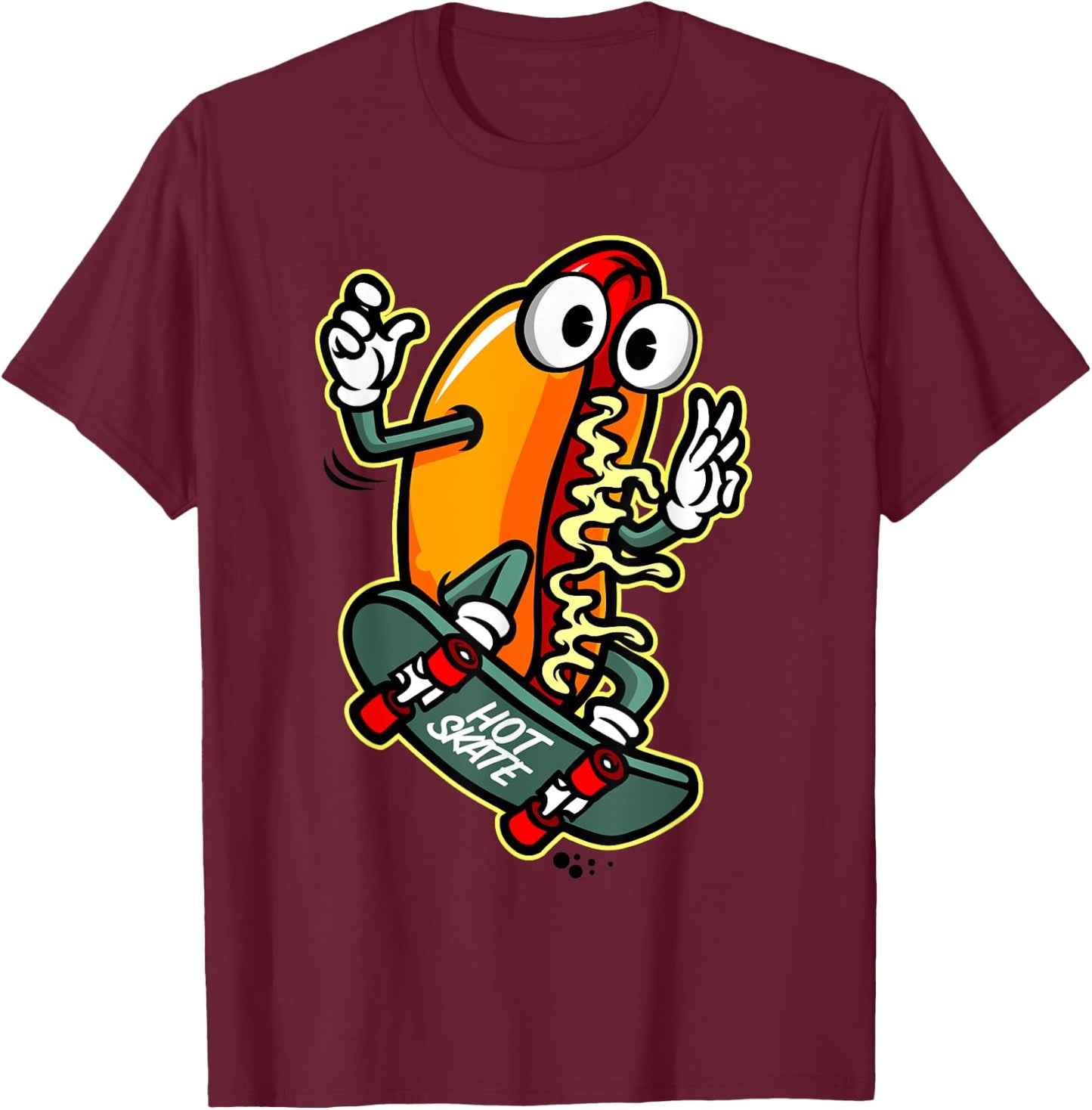 Skateboarding Hot Dog T-Shirt - T-Shirt | Maroon