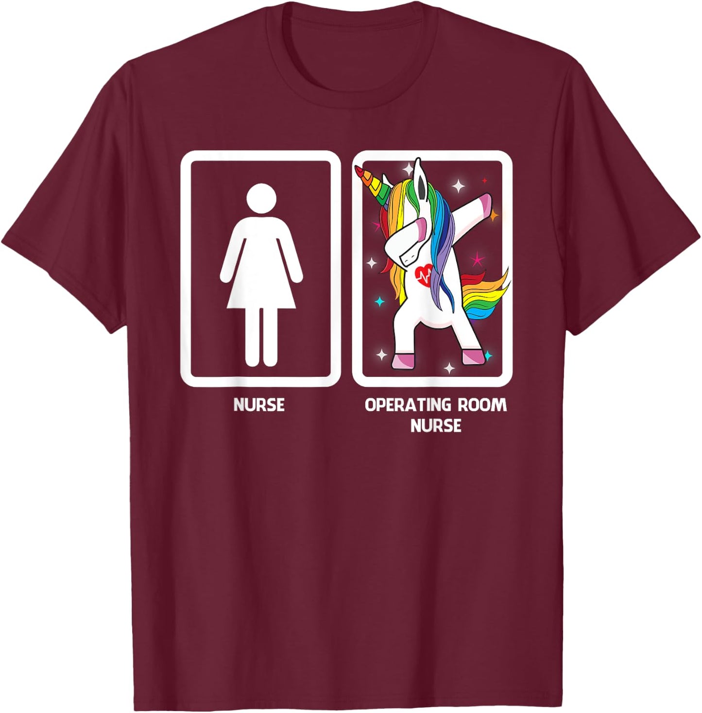 Operating room nurse Unicorn Dabbing Funny Dabbing T-Shirt - T-Shirt | Maroon