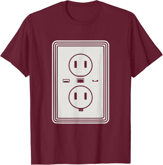 Electrical Outlet Halloween Electricians Engineers Costume T-Shirt - T-Shirt | Maroon