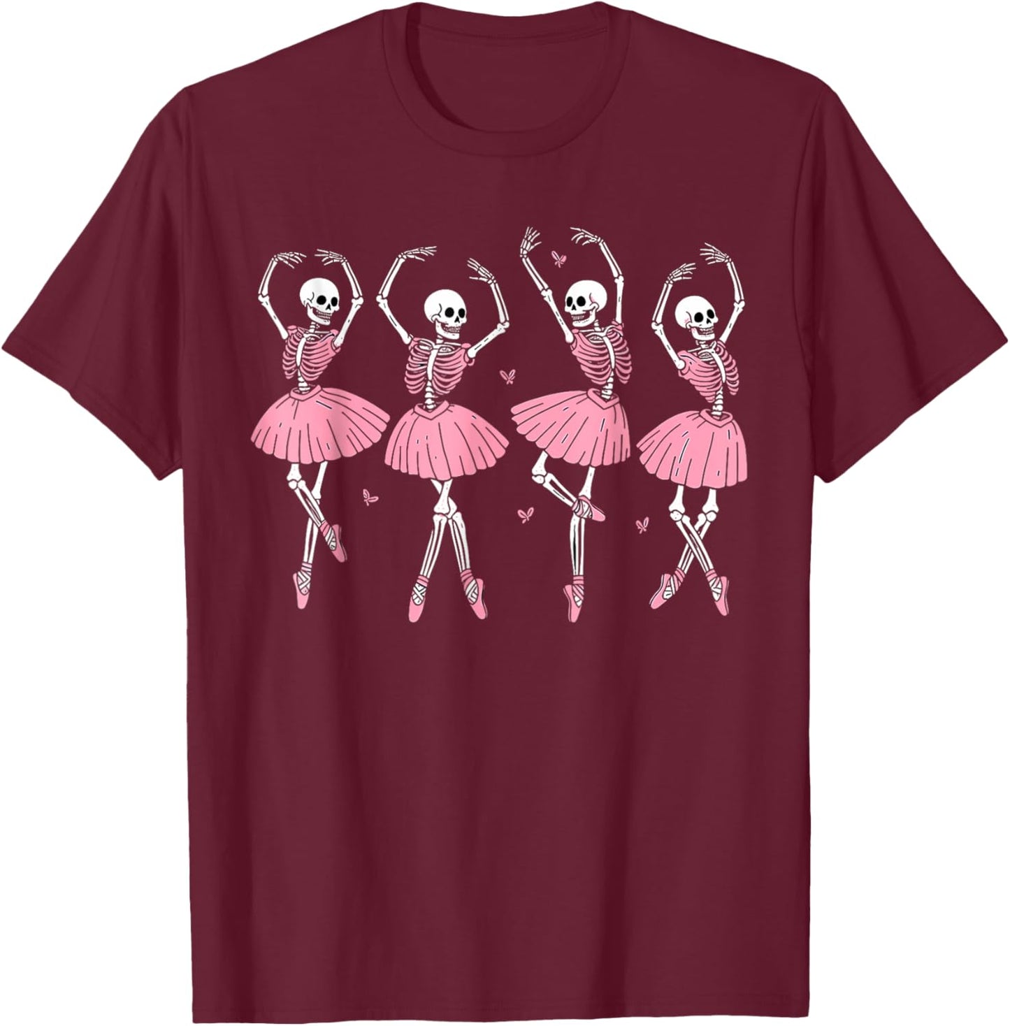 Skeleton Ballerinas Ballet Dance Cute Girl Halloween Costume T-Shirt - T-Shirt | Maroon