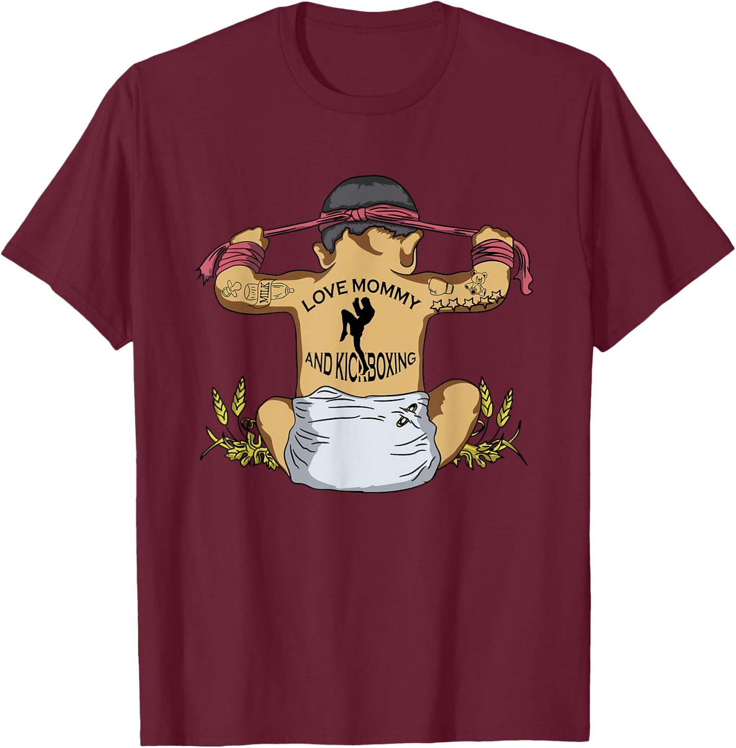 Kickboxing Muay Thai Training Fitness Baby Love Mommy Gift T-Shirt - T-Shirt | Maroon