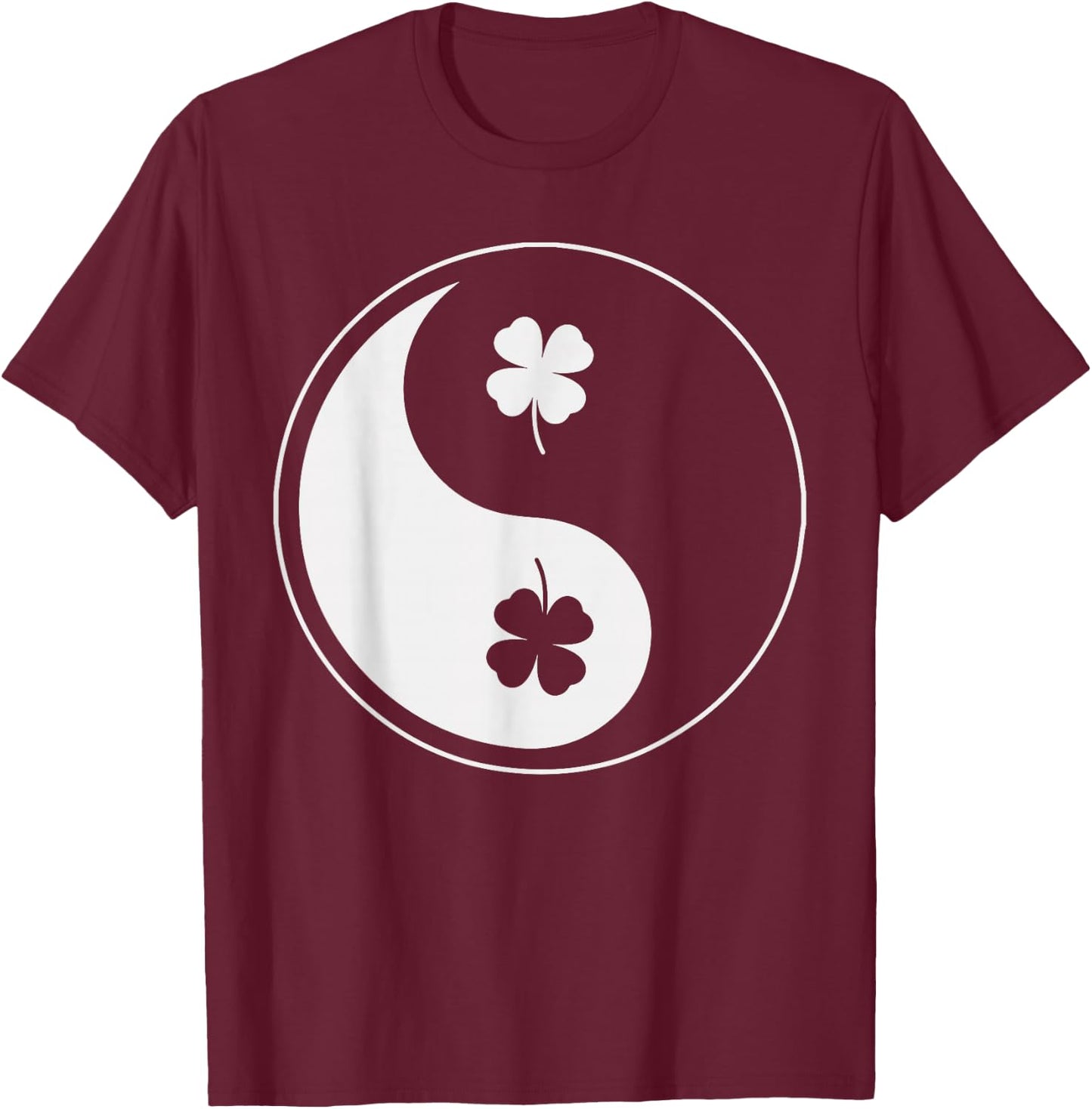 Shamrock Yin Yang Shirt Yoga Meditation St Patricks Day T-Shirt - T-Shirt | Maroon