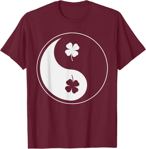 Shamrock Yin Yang Shirt Yoga Meditation St Patricks Day T-Shirt - T-Shirt | Maroon