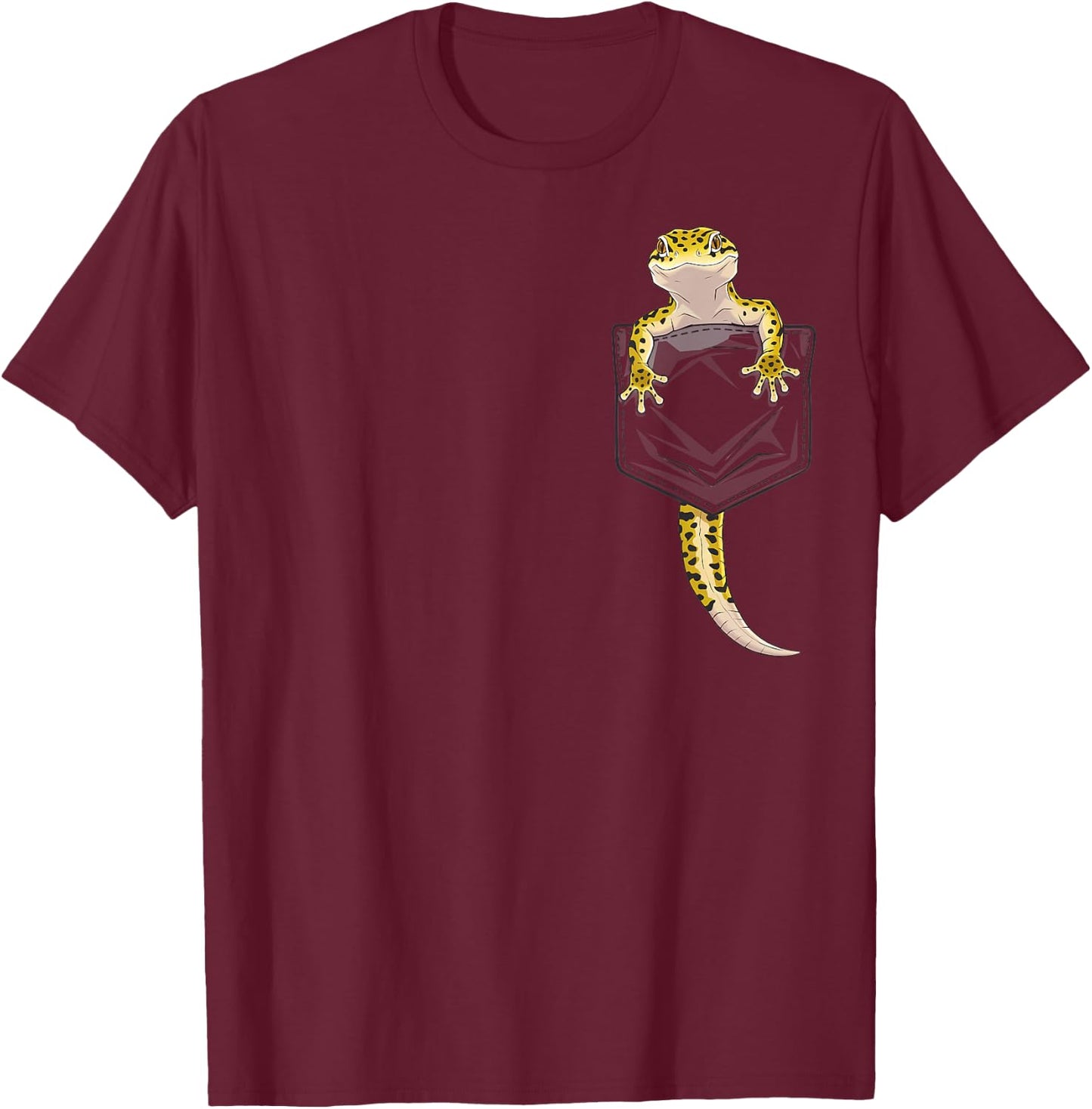 Cute Lizard Reptile Leopard Gecko Pocket Gifts Men Women Kid T-Shirt - T-Shirt | Maroon