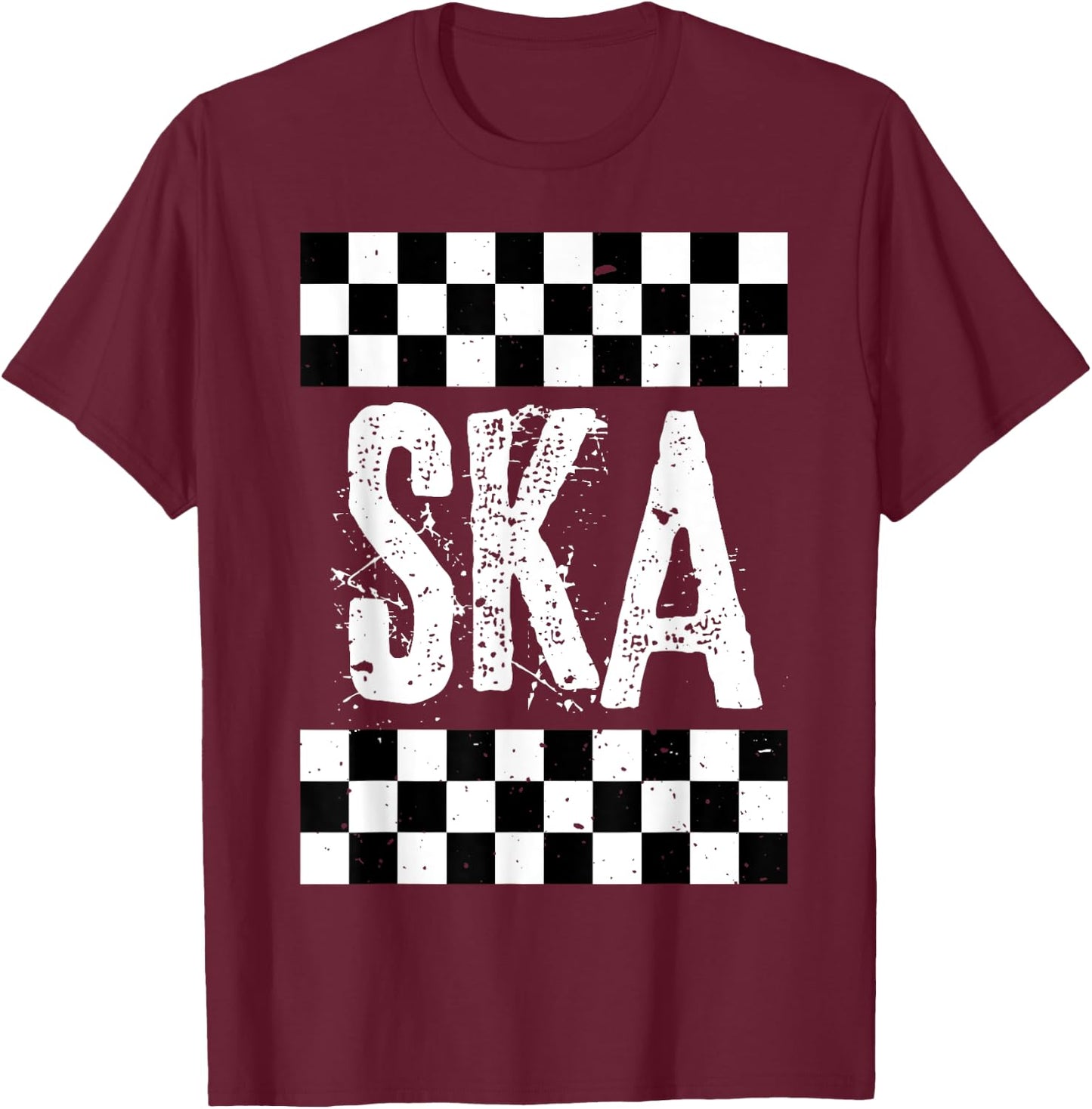 Ska Music T Shirt For Life Reggae Checkerboard Image Shirt T-Shirt - T-Shirt | Maroon
