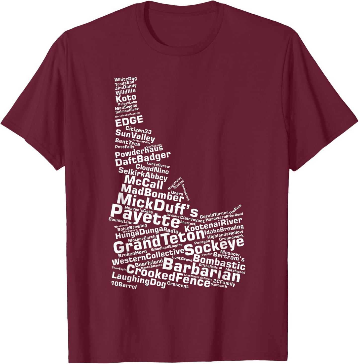 Idaho Breweries T-Shirt - T-Shirt | Maroon