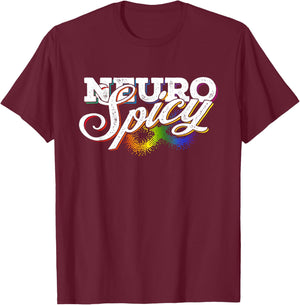 Rainbow Neurospicy Neurodiversity Neurodivergent ADHD Autism T-Shirt - T-Shirt | Maroon