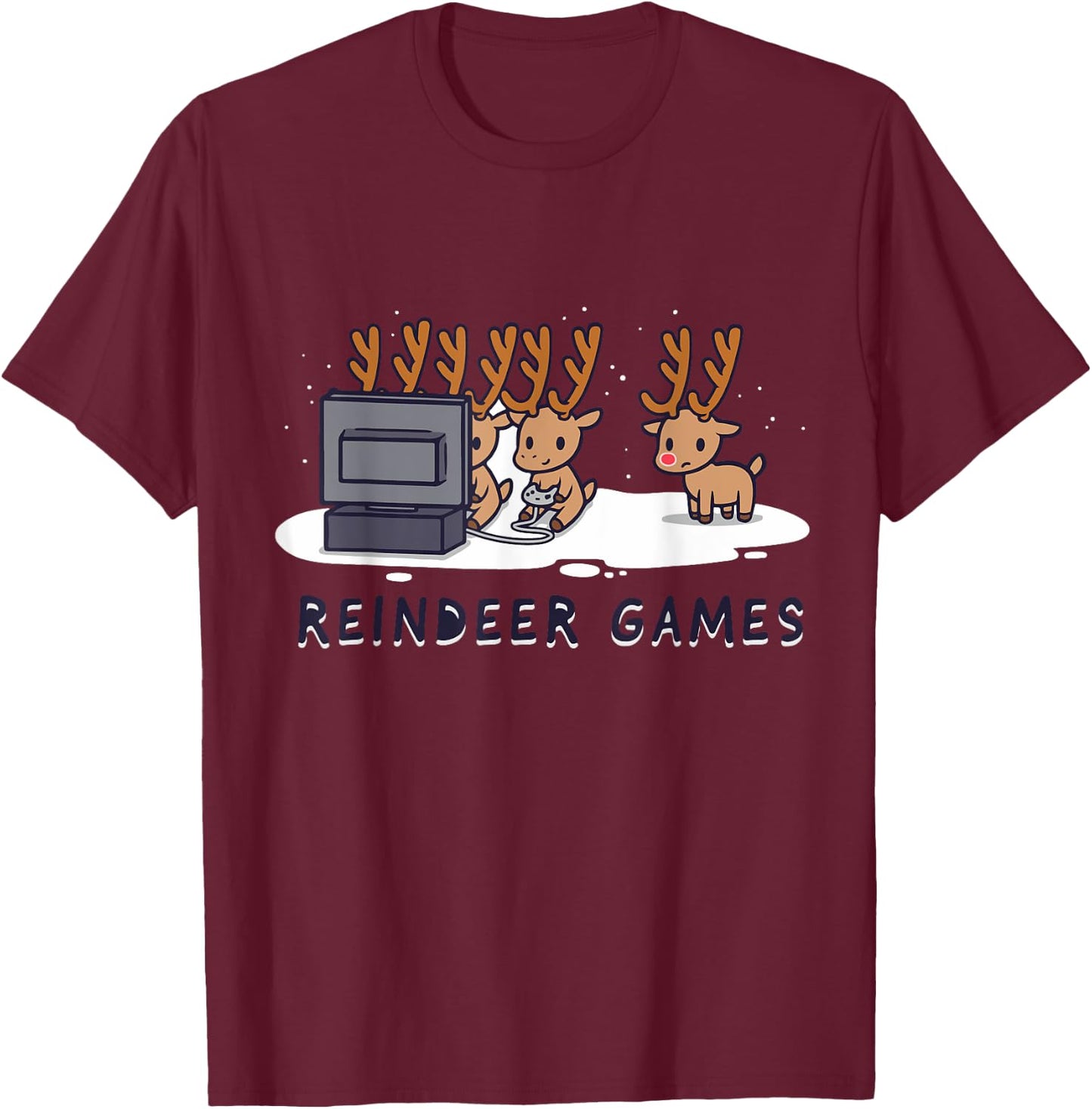 Reindeer Game Halloween Christmas Xmas Gift T-Shirt - T-Shirt | Maroon