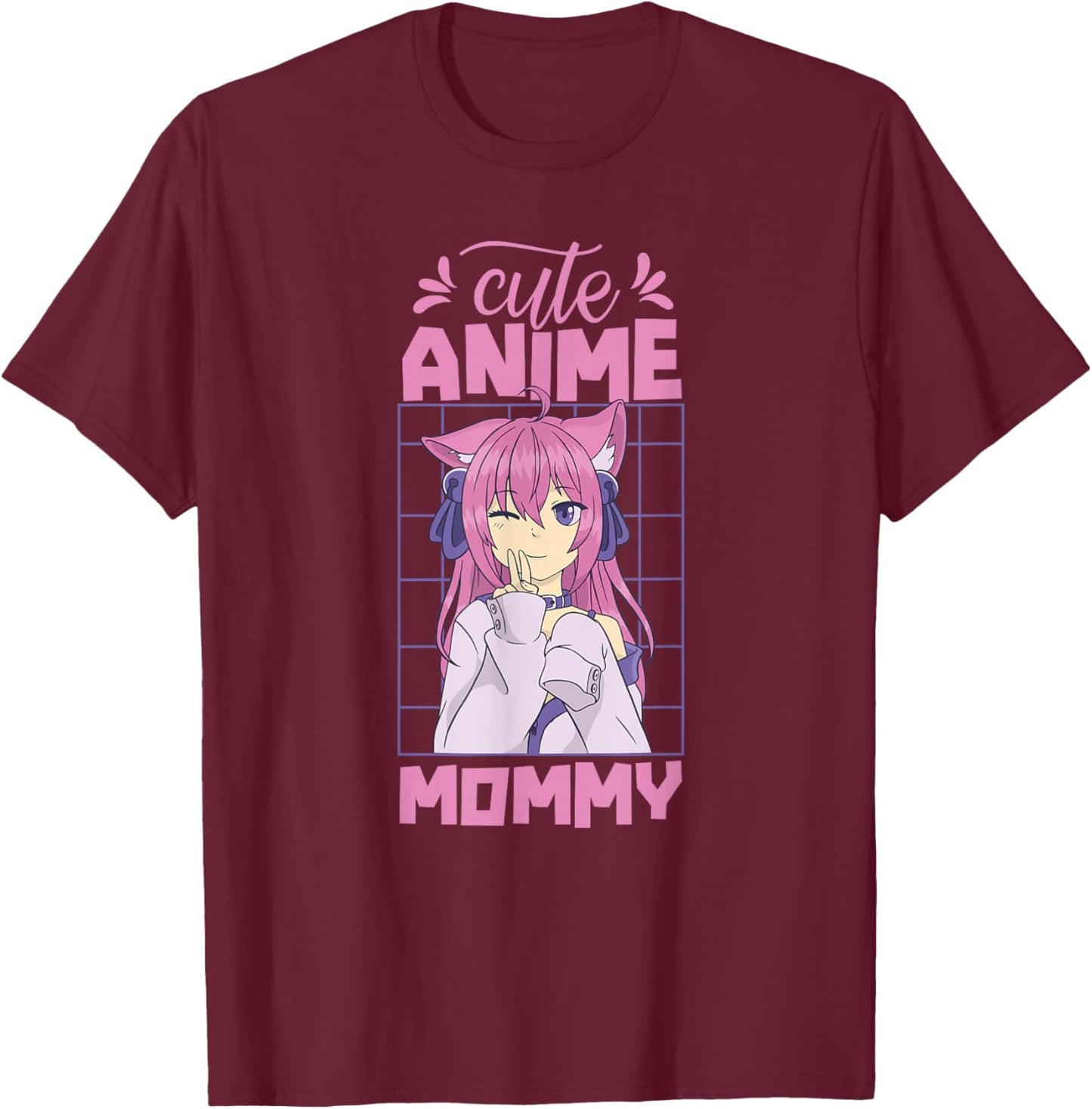 Cute Anime Mommy Hobby Animes Lover Saying Mom Mother Mama T-Shirt - T-Shirt | Maroon