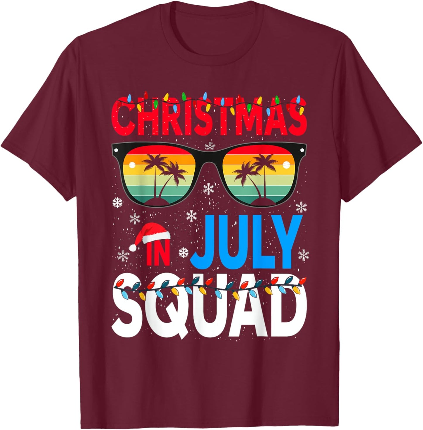 Christmas In July Squad Family Beach Vacation Summer T-Shirt - T-Shirt | Maroon