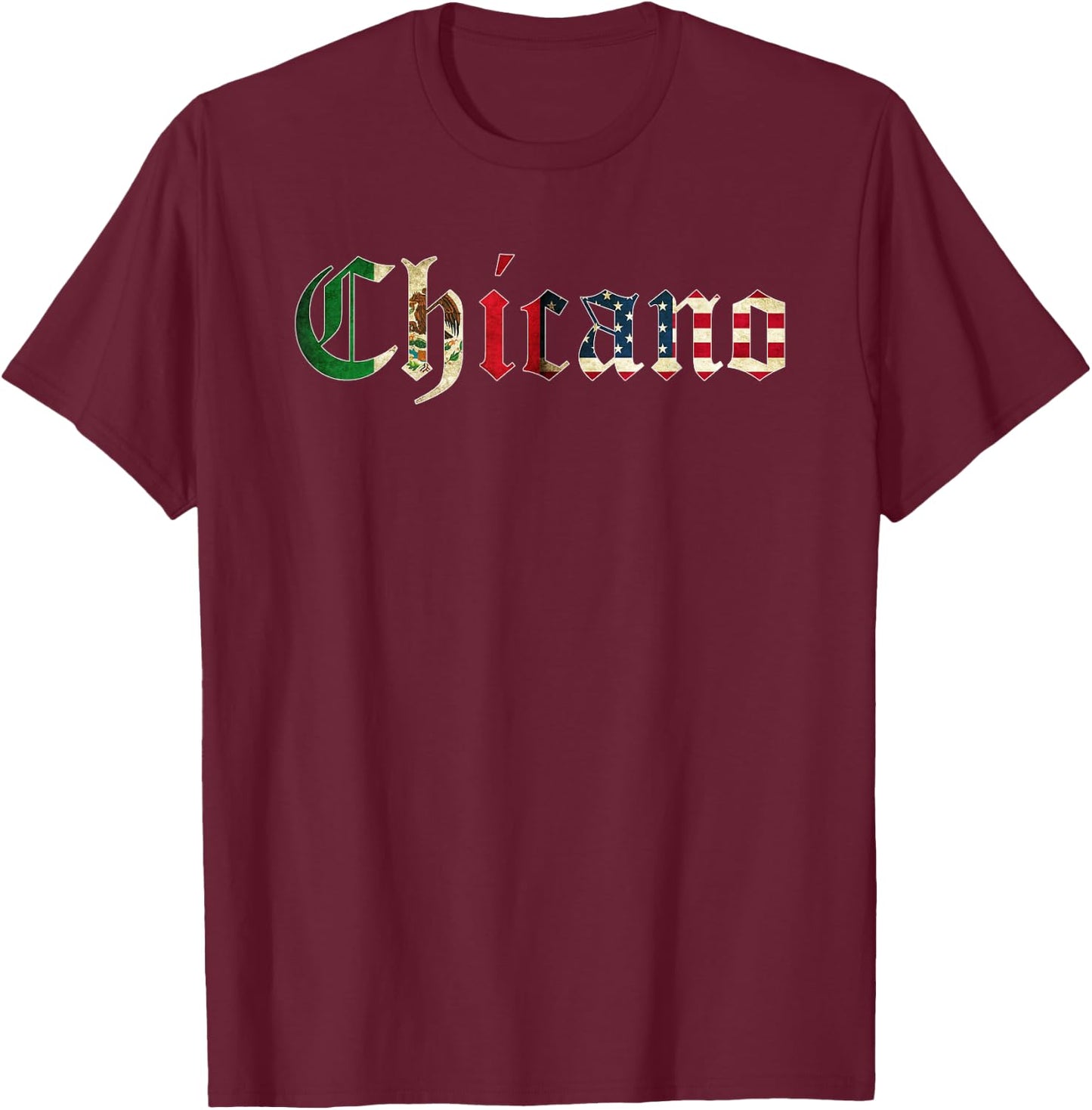 Chicano Mexican American Flag T-Shirt - T-Shirt | Maroon