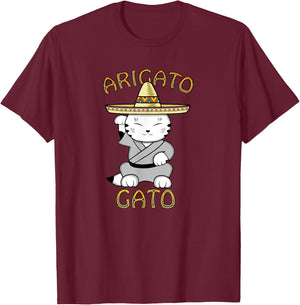 Arigato Gato Japanese Mexican Neko Kawaii Anime Cat Men Women Girls Kids T-Shirt - T-Shirt | Maroon