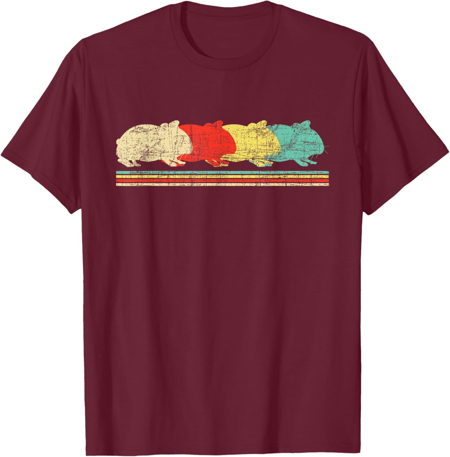 Retro Vintage Guinea Pig - Pet Owner Animal Lover T-Shirt - T-Shirt | Maroon