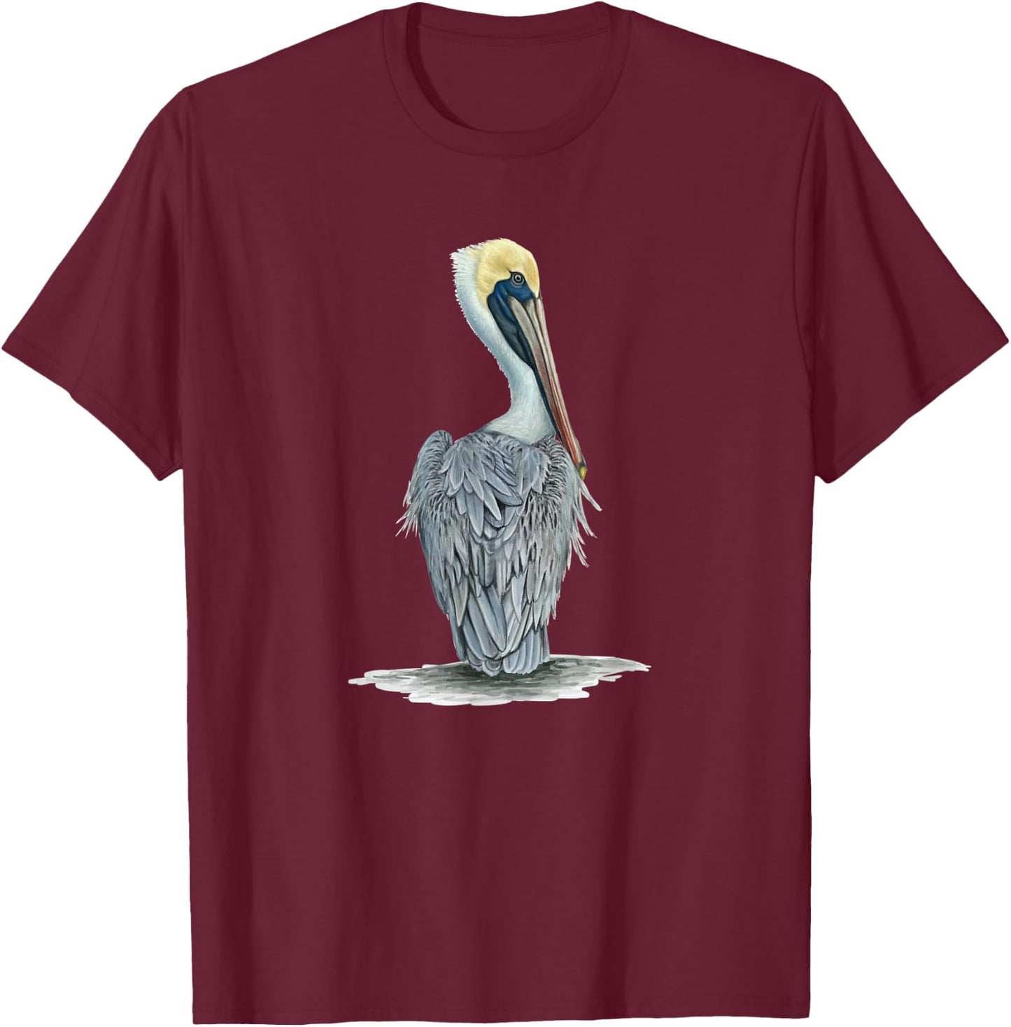 Brown Pelican Bird product T-Shirt - T-Shirt | Maroon