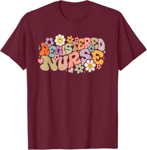Retro Vintage Registered Nurse Nursing RN Funny T-Shirt - T-Shirt | Maroon