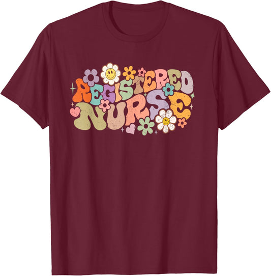 Retro Vintage Registered Nurse Nursing RN Funny T-Shirt - T-Shirt | Maroon