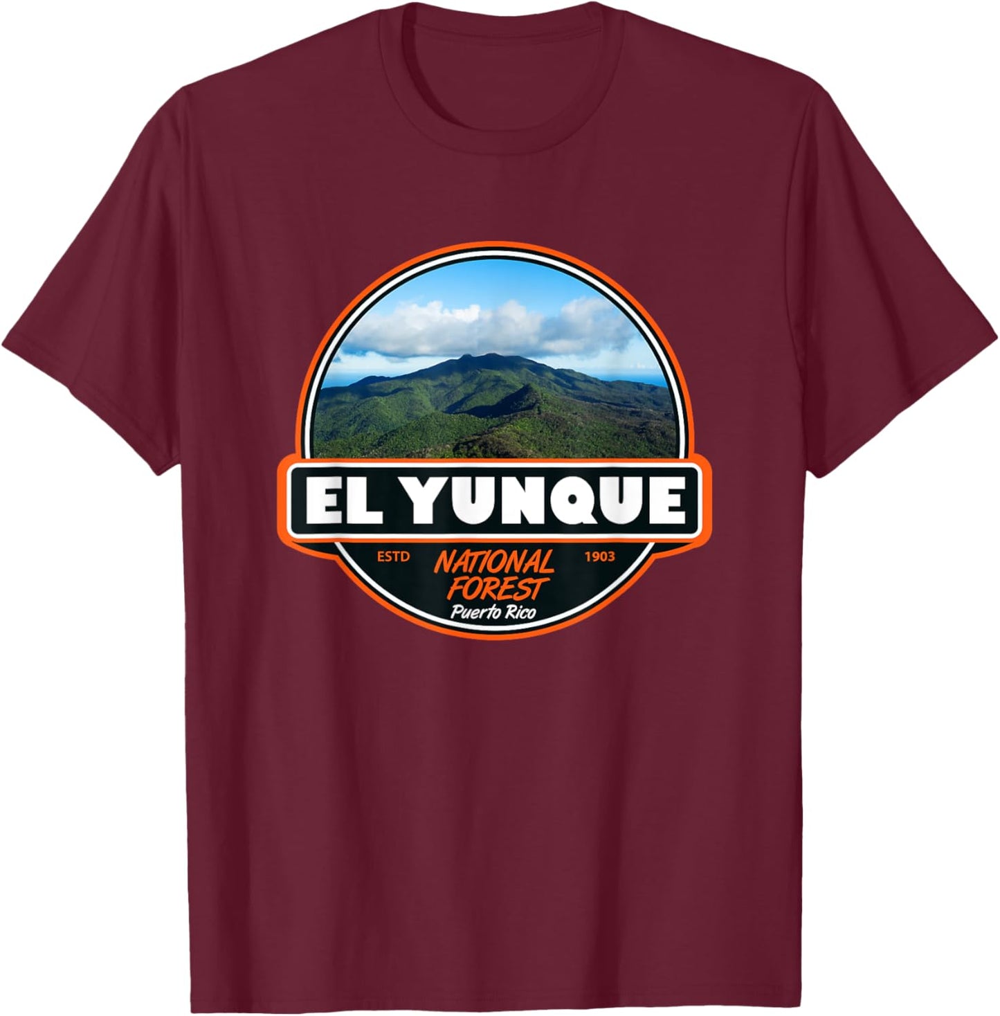 El Yunque National Forest Puerto Rico Emblem T-Shirt - T-Shirt | Maroon