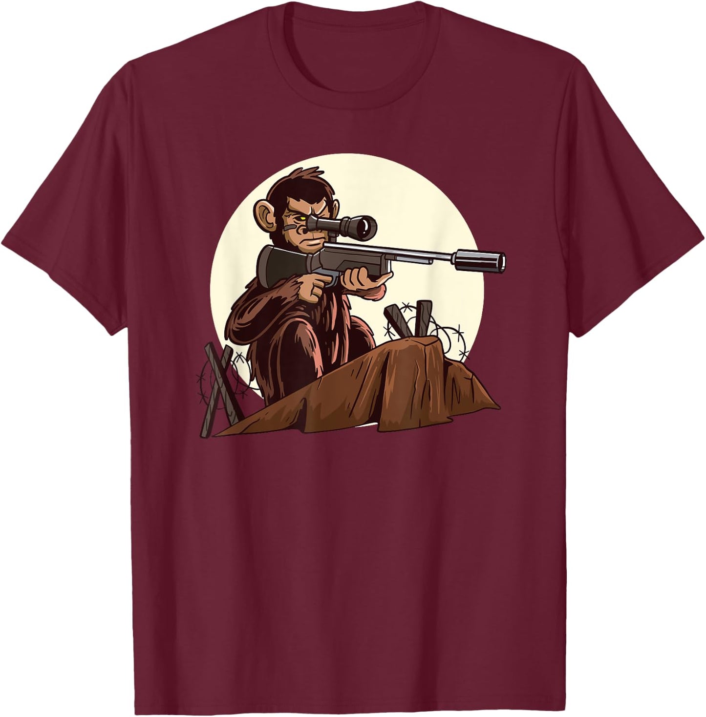 Monkey with a rifle funny gaming video game gift T-Shirt - T-Shirt | Maroon