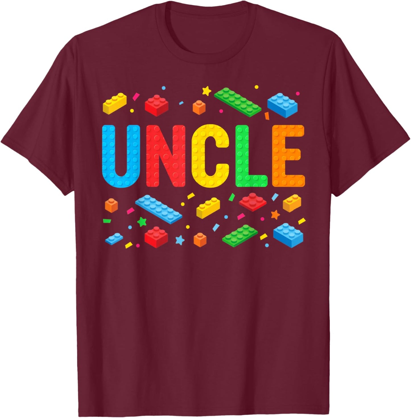 Uncle Master Builder Building Bricks Blocks Family Matching T-Shirt - T-Shirt | Maroon